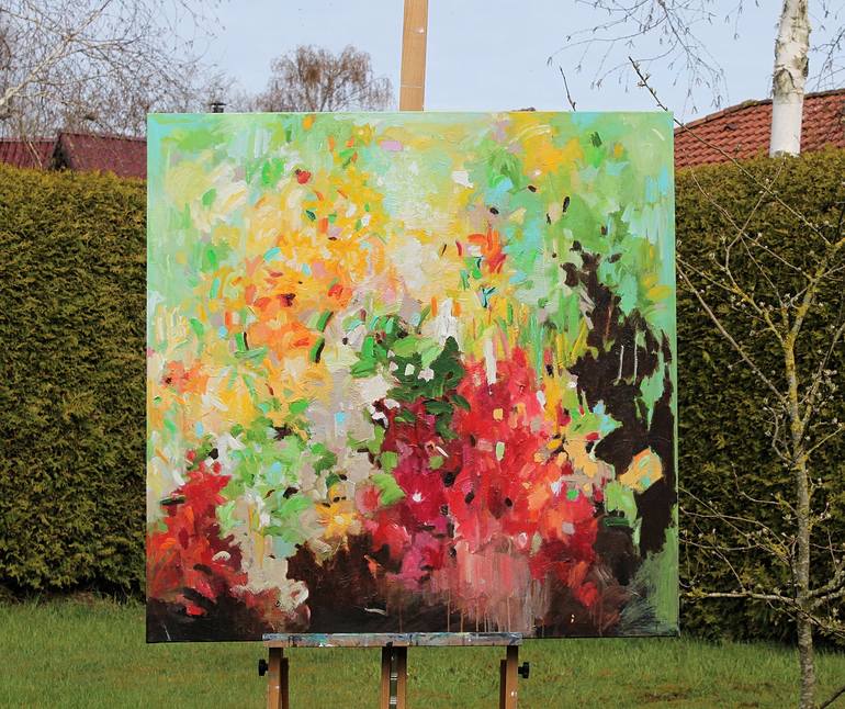 Original Abstract Garden Painting by Geesien Postema