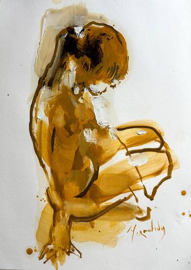 Original Abstract Expressionism Nude Painting by Iryna Yermolova