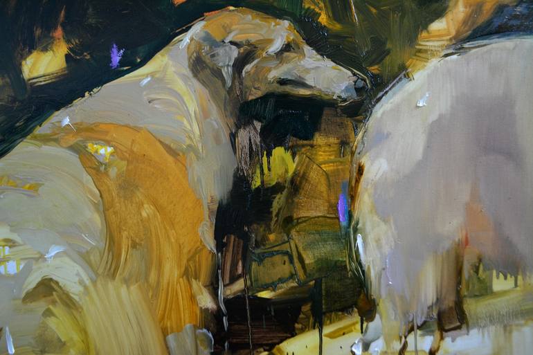 Original Impressionism Dogs Painting by Iryna Yermolova