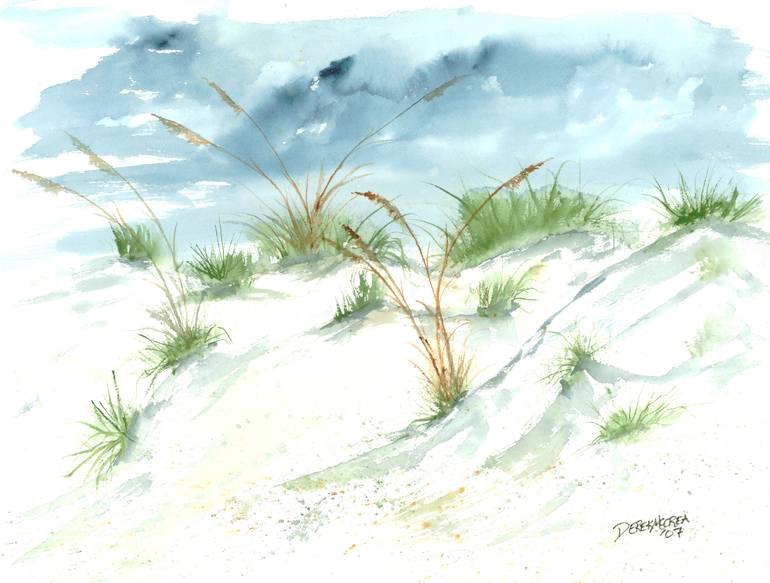 beach sand dunes art print Painting by Derek McCrea | Saatchi Art