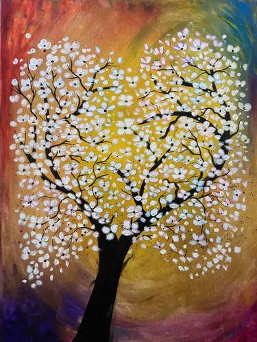 Original Modernism Floral Painting by Nalini Khattar
