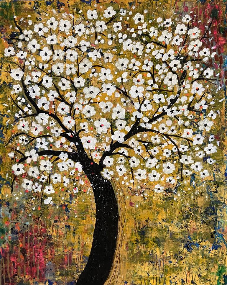 Original Abstract Expressionism Tree Painting by Nalini Khattar