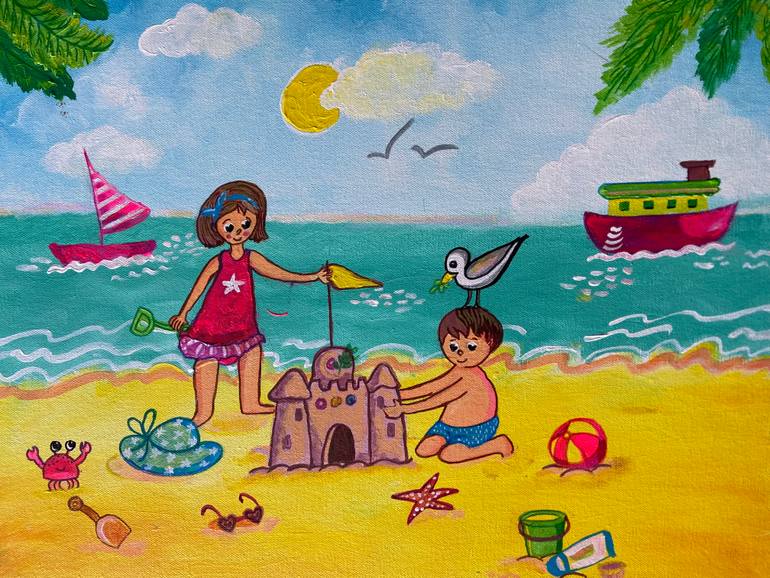Original Conceptual Beach Painting by Nalini Khattar