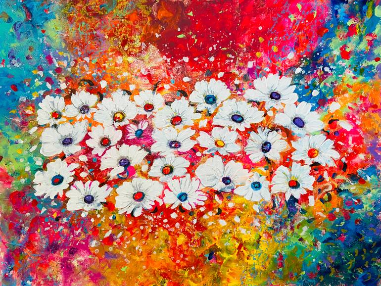 Original Abstract Floral Painting by Nalini Khattar