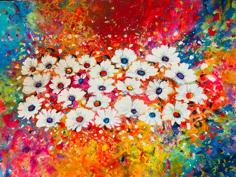 Original Abstract Floral Painting by Nalini Khattar