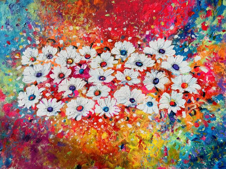 Original Abstract Floral Painting by Nalini Khattar