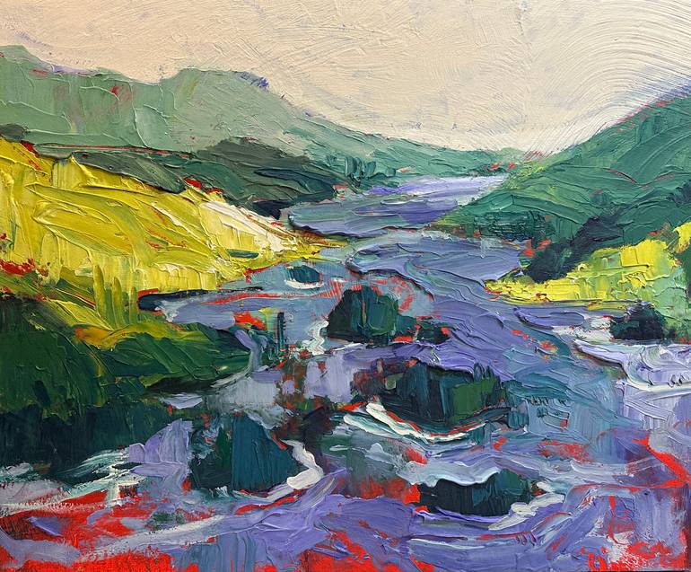 Original Landscape Painting by Samantha Williams-chapelsky | Abstract Art on Canvas | Navigation on the sunset coast