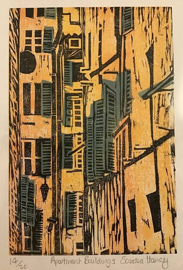 Original Abstract Architecture Printmaking by Sandra Haney