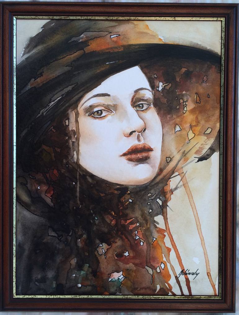 Original Impressionism Portrait Painting by Beata Belanszky-Demko