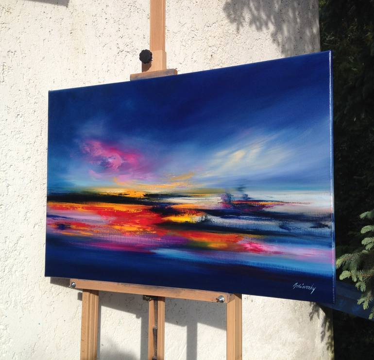 Original Abstract Seascape Painting by Beata Belanszky-Demko