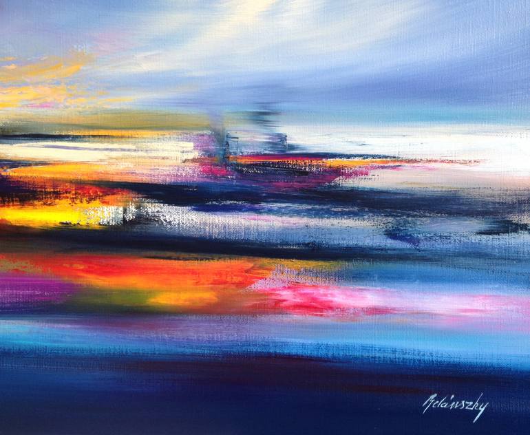 Original Abstract Seascape Painting by Beata Belanszky-Demko