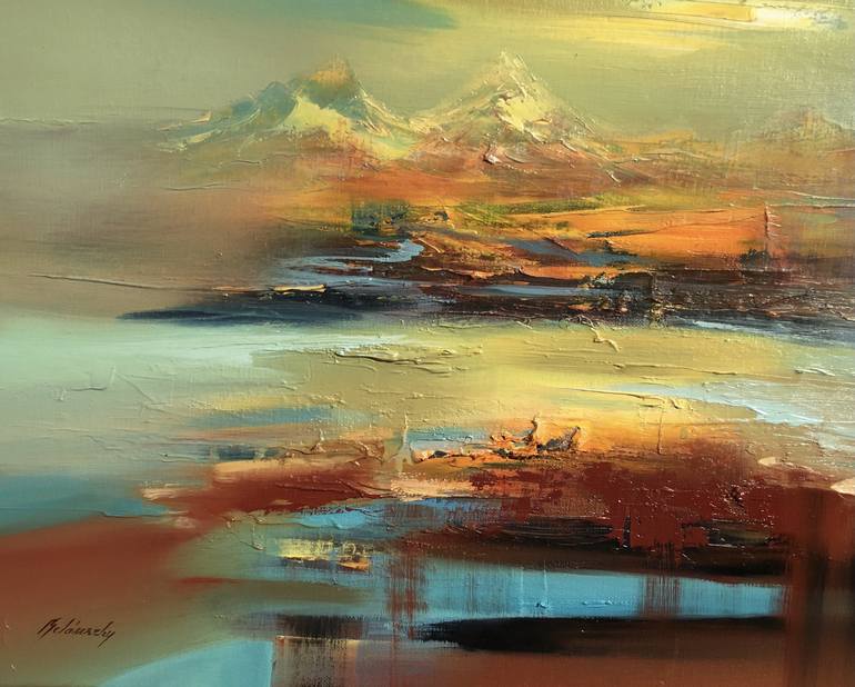 Original Impressionism Abstract Painting by Beata Belanszky-Demko