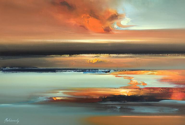 Original Abstract Expressionism Landscape Painting by Beata Belanszky-Demko