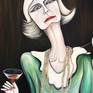 Woman smoking and drinking.Inspired of Anne Bancroft in her character on the film "Great Expectations"