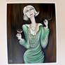 Woman smoking and drinking.Inspired of Anne Bancroft in her character on the film "Great Expectations"