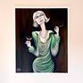 Woman smoking and drinking.Inspired of Anne Bancroft in her character on the film "Great Expectations"