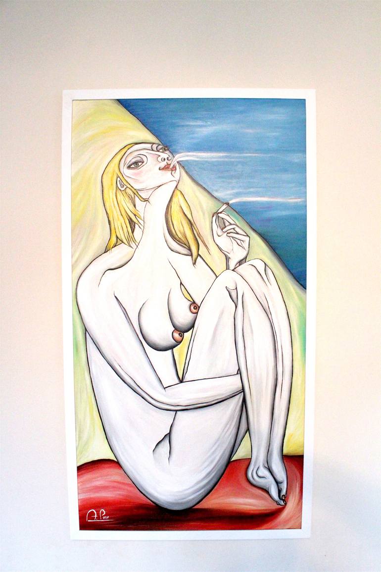 Original Pop Art Nude Painting by Antonio Pozo