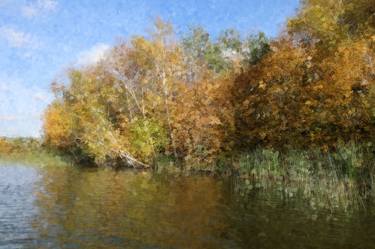 Autumn Lakeshore Landscape Pointillism 2529 thumb