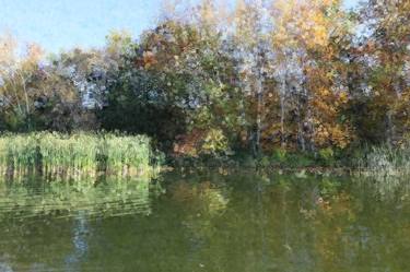 Autumn Lake Impressionist Pointillism Totem 2599 thumb