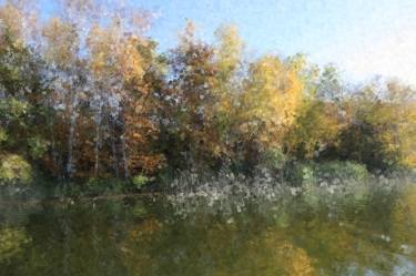 Autumn Lake Impressionist Pointillism Landscape 2618 thumb
