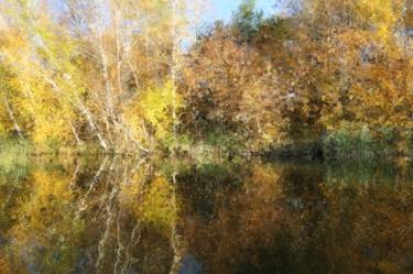 Autumn Lake Impressionist Birch Totem Dots 2635 thumb