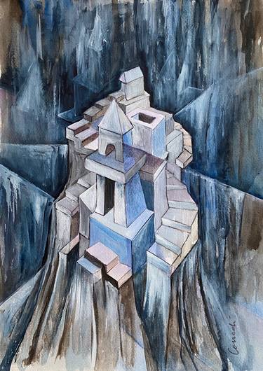 Print of Cubism Architecture Paintings by colleen corradi brannigan