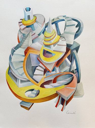 Print of Cubism Architecture Paintings by colleen corradi brannigan