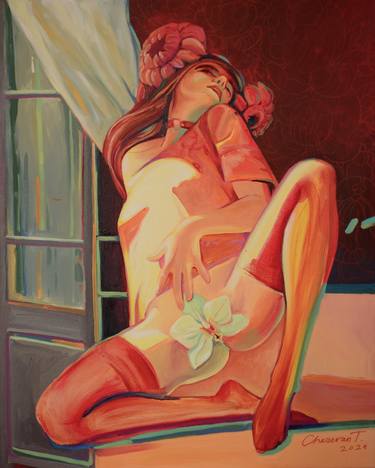 Original Art Deco Erotic Painting by Tetiana Cherevan