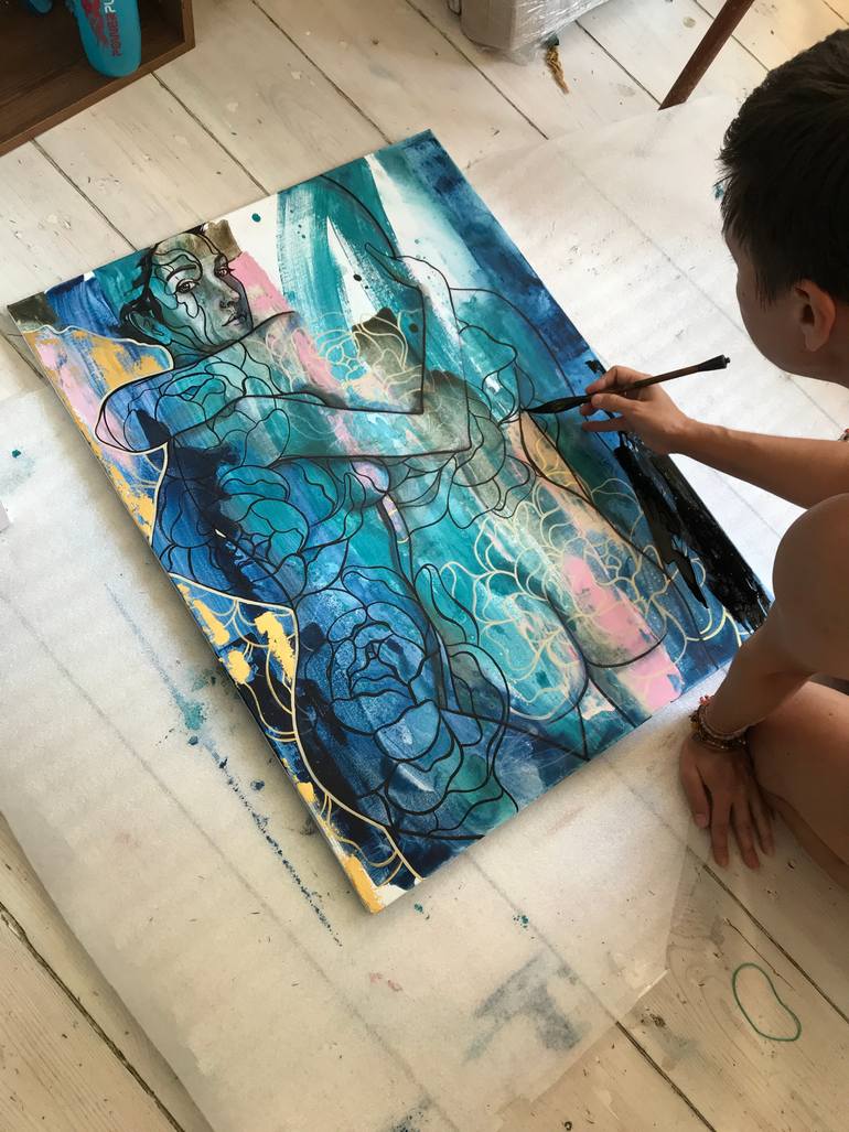 Original Abstract Women Painting by Tetiana Cherevan