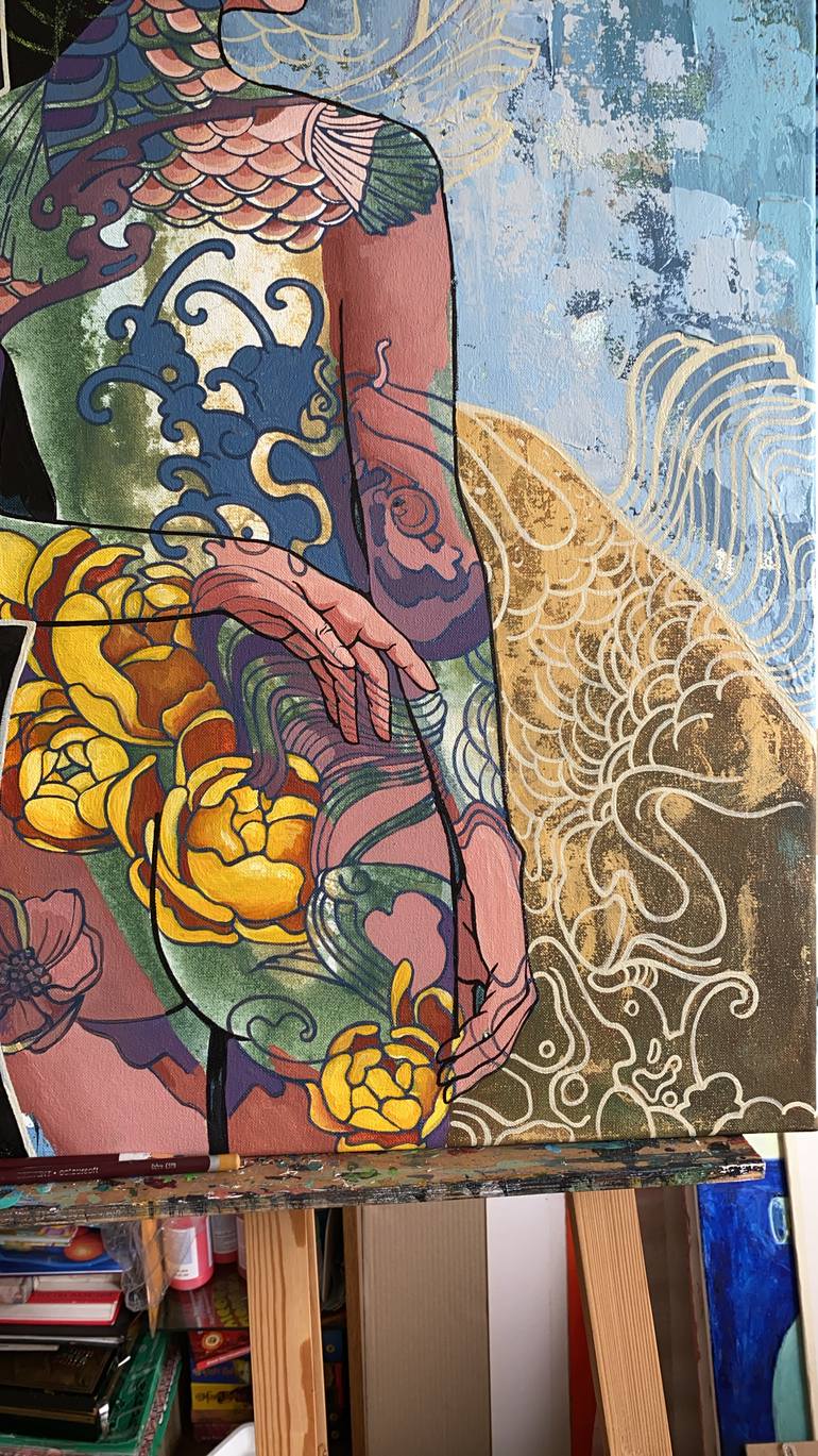 Original Art Deco Nude Painting by Tetiana Cherevan