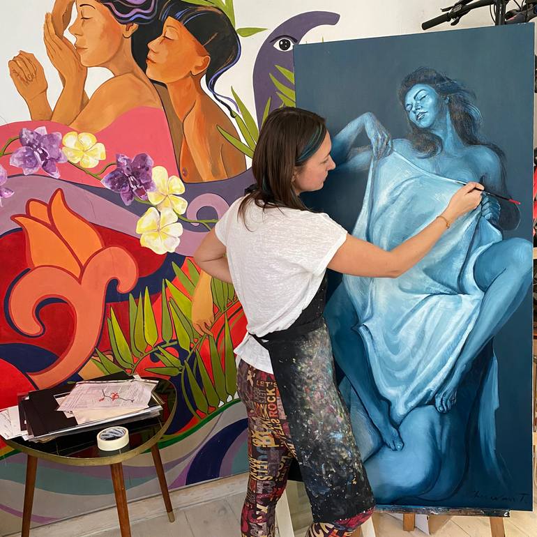 Original Figurative Erotic Painting by Tetiana Cherevan