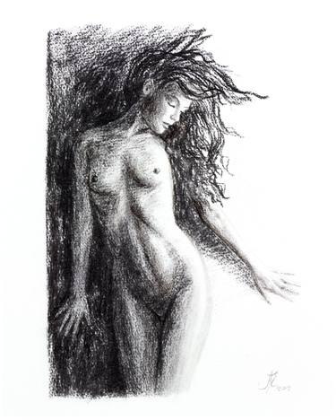 "In The Moonlight" Charcoal Drawing (2013) thumb