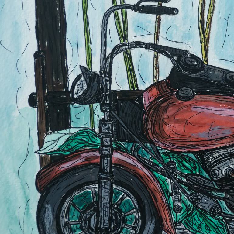 Original Conceptual Motorcycle Painting by Kim Jones Miller