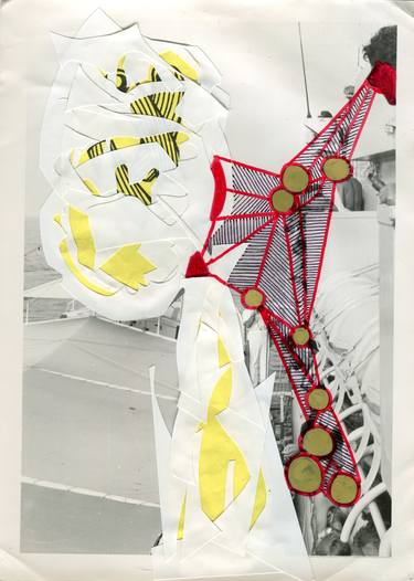 Original Dada Boat Collage by Naomi Vona
