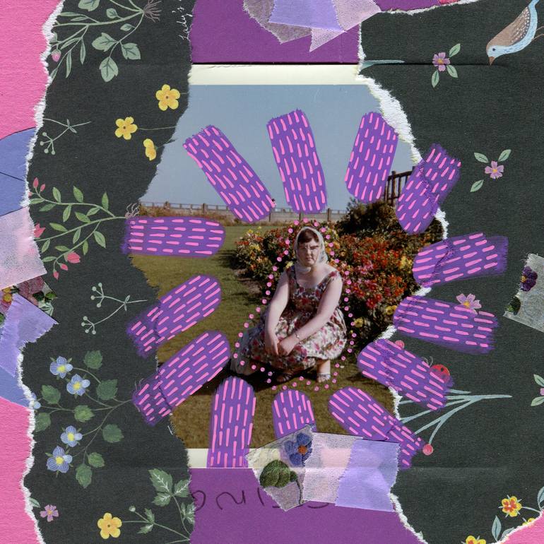 Original Abstract Floral Collage by Naomi Vona