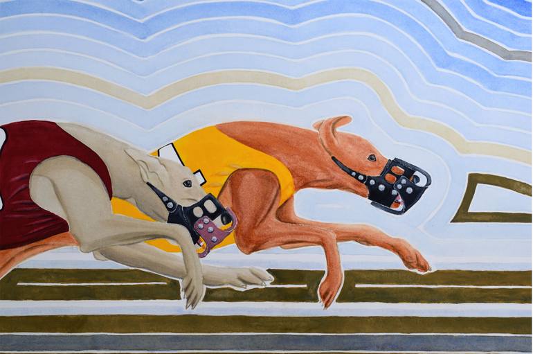 Original Art Deco Dogs Painting by Jason Zahra