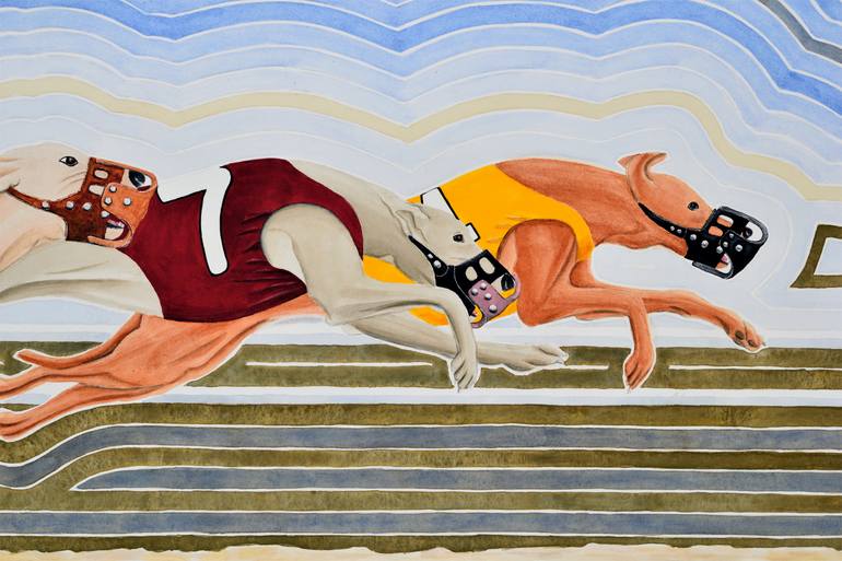 Original Art Deco Dogs Painting by Jason Zahra