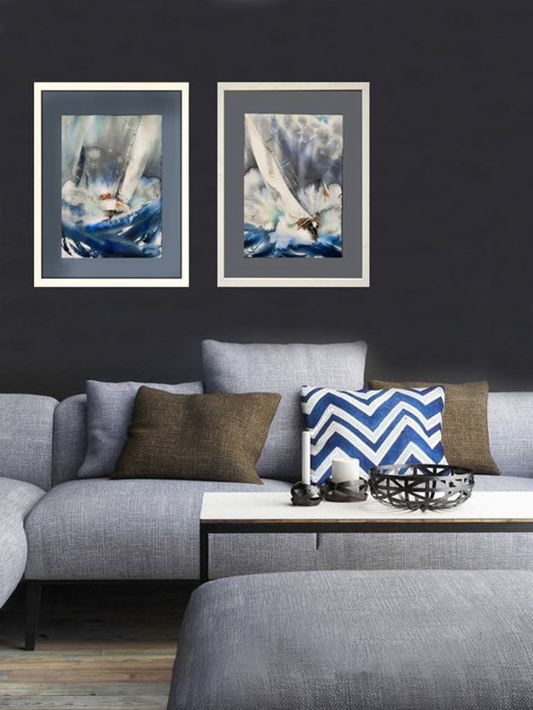 Original Sailboat Painting by Olga Flerova