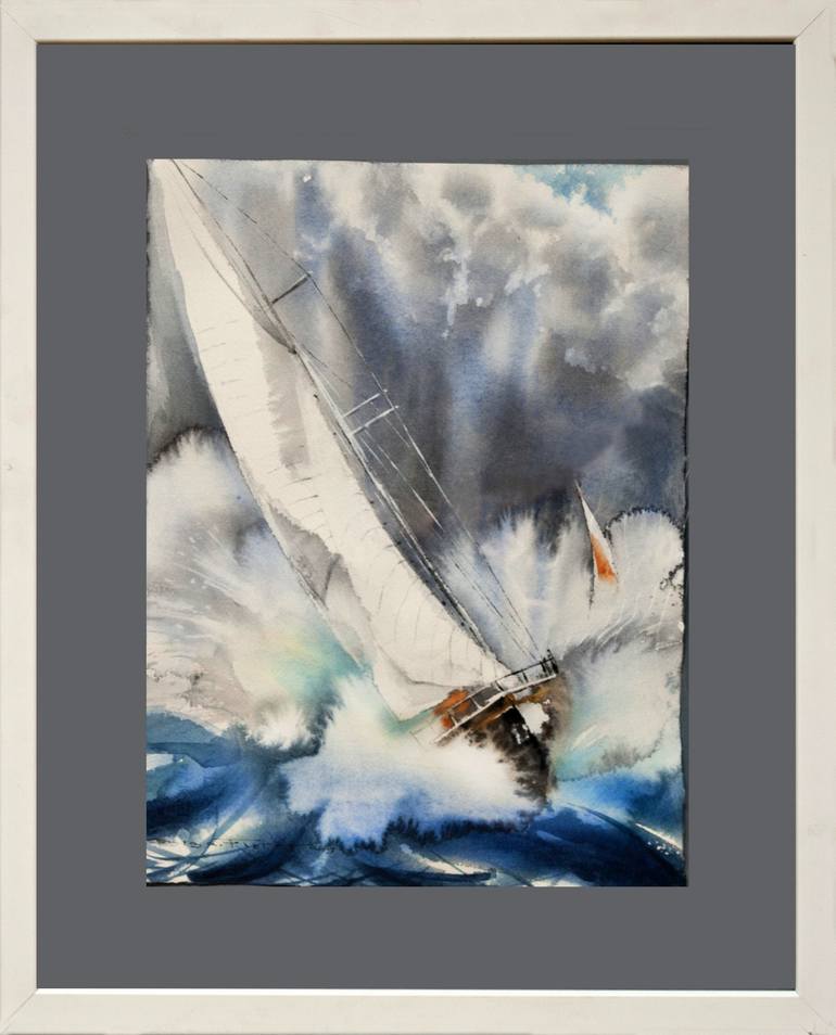 Original Sailboat Painting by Olga Flerova