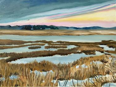 Frozen Flats at the salt marsh at sunset thumb