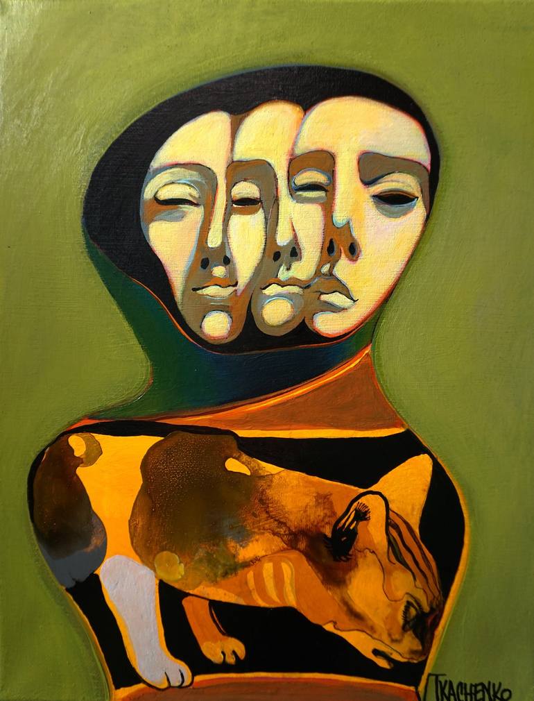 Print of Art Nouveau Cats Paintings by Victor Tkachenko
