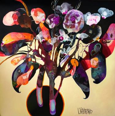 Original Art Nouveau Floral Paintings by Victor Tkachenko