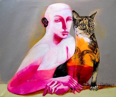 Print of Figurative Cats Paintings by Victor Tkachenko