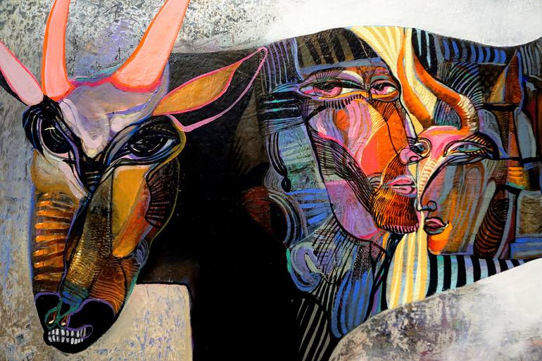 Original Expressionism Animal Painting by Victor Tkachenko