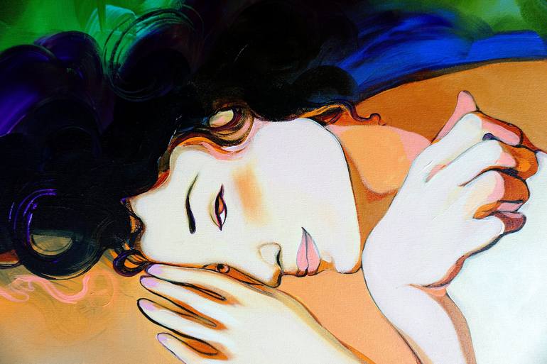 Original Figurative Beach Painting by Victor Tkachenko