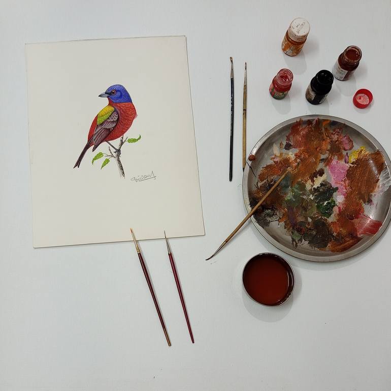 Original Expressionism Animal Painting by Krishan Gupta