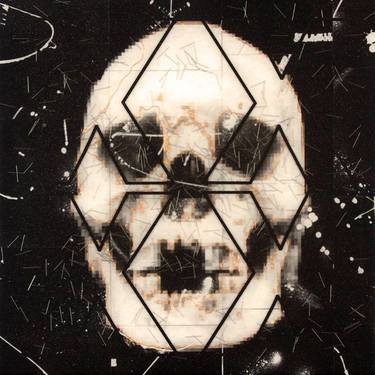 'I Can't Wait'- Skull Collage with Copper thumb