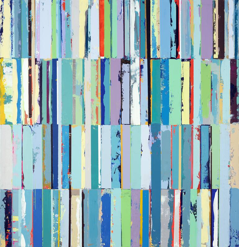 Ocean Glass - vertical-pastel-miami-lavender-teal-violet-cerulean-coral-style-beach-house-turquoise-wall-art