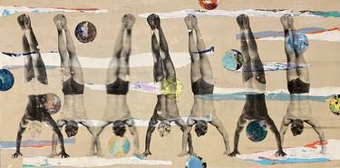Saatchi Art Artist Adam Collier Noel; Collage, “Sure Footing - vintage-handstand-beach” #art