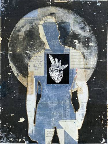 Saatchi Art Artist Adam Collier Noel; Collage, “Mirror in the Sky (New Earth) - moon-crystals-heart” #art
